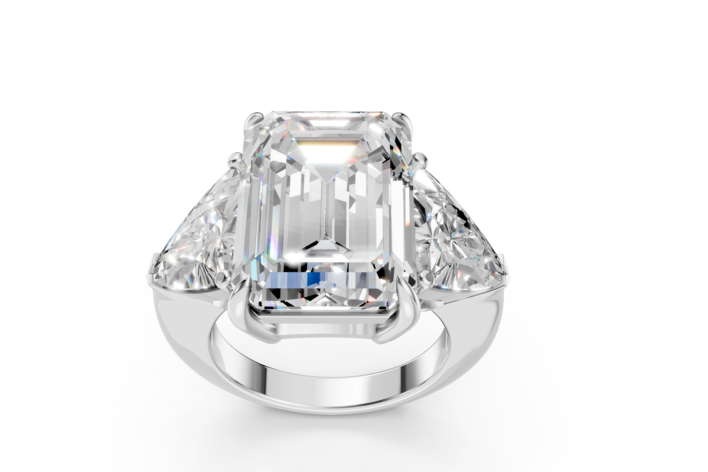 Grand Platinum Multi-Shape Diamond Cluster Statement Ring (US Size 6)